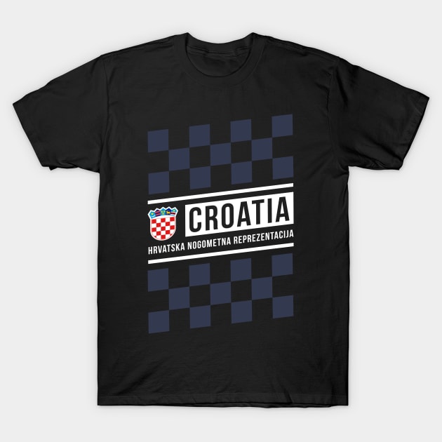 Croatia Hrvatska Slanted Away Checkered Jersey Style T-Shirt by CR8ART